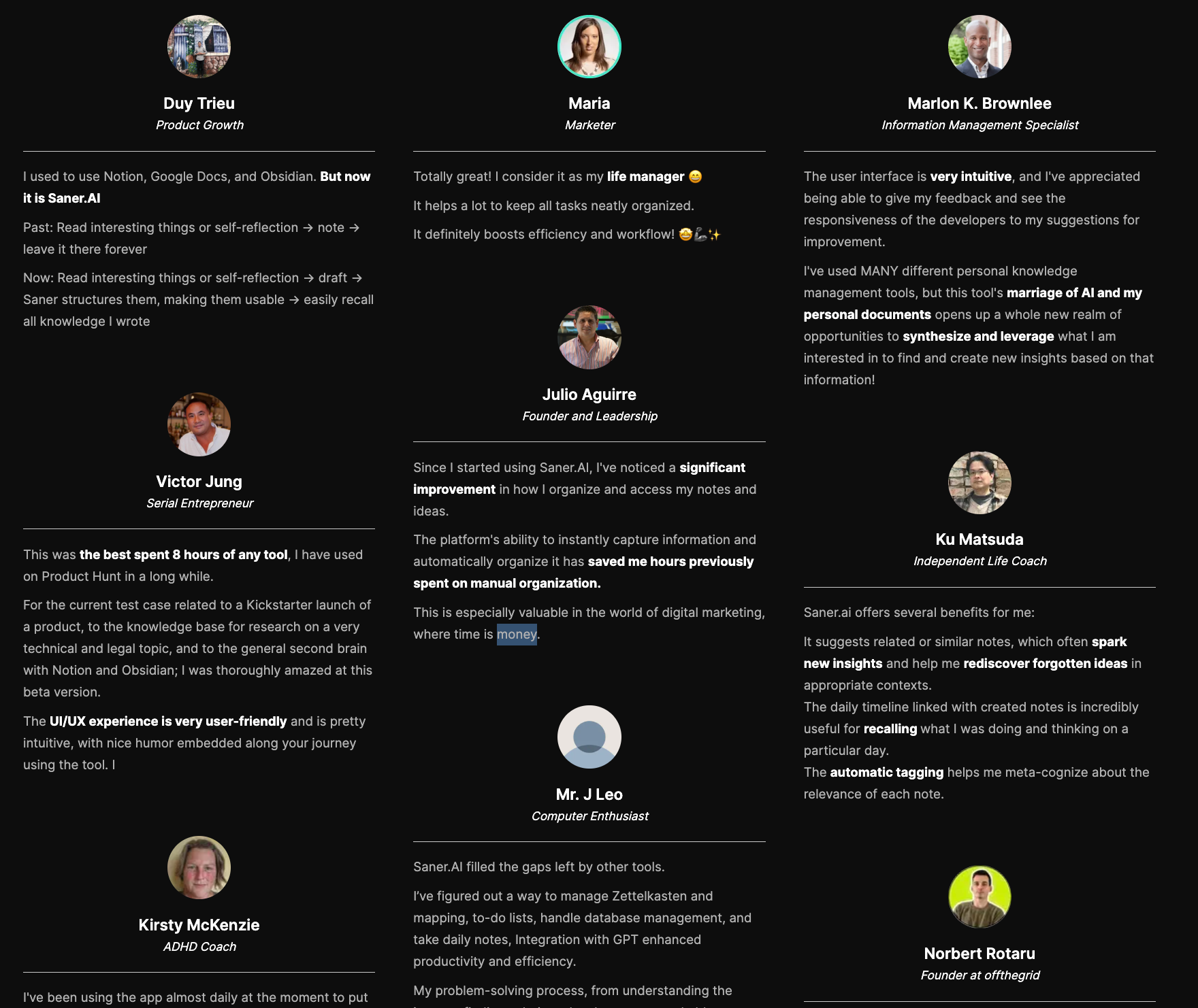 Saner.AI positive reviews