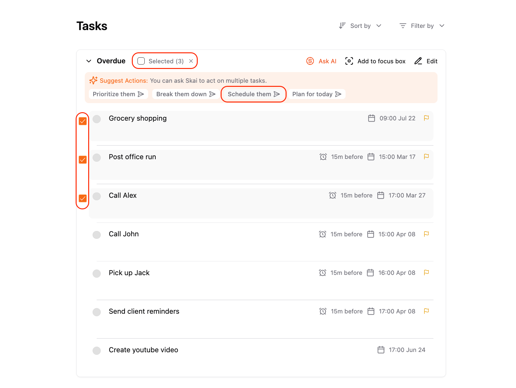 Ask Saner.AI to manage tasks