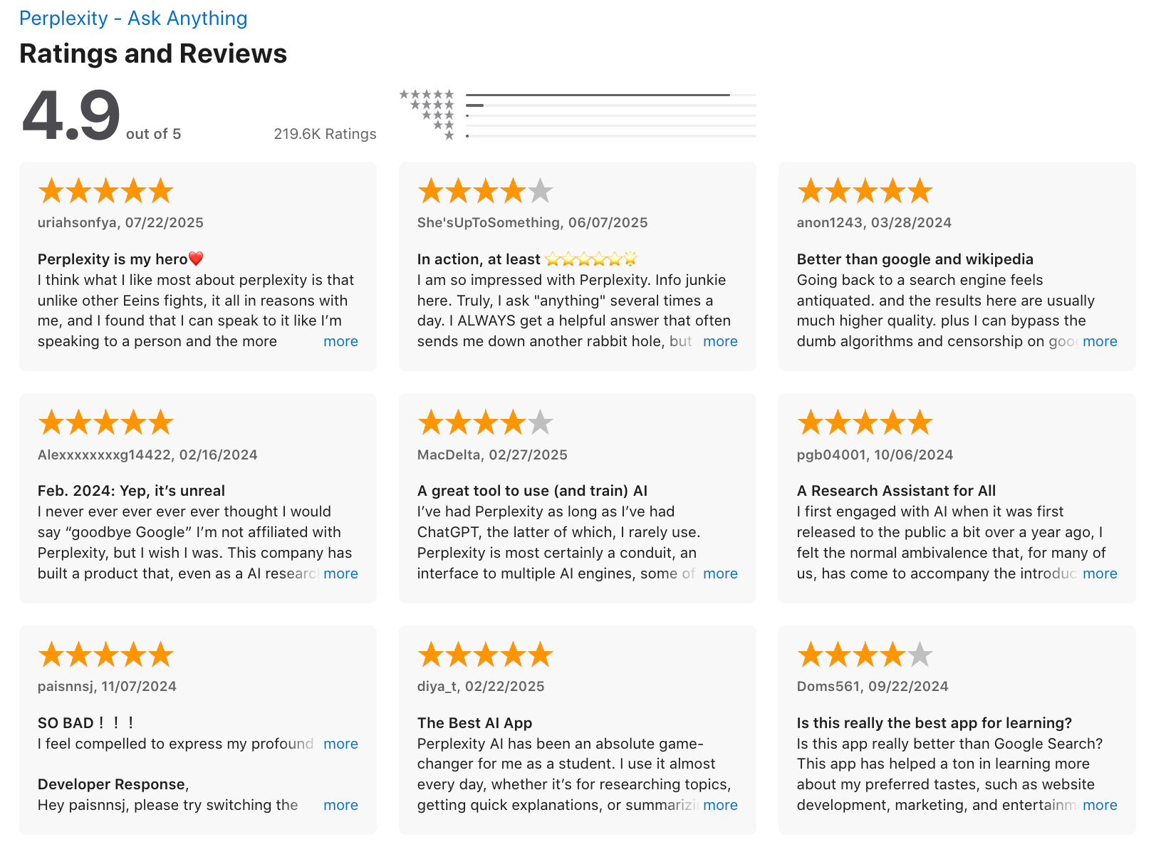 Perplexity reviews