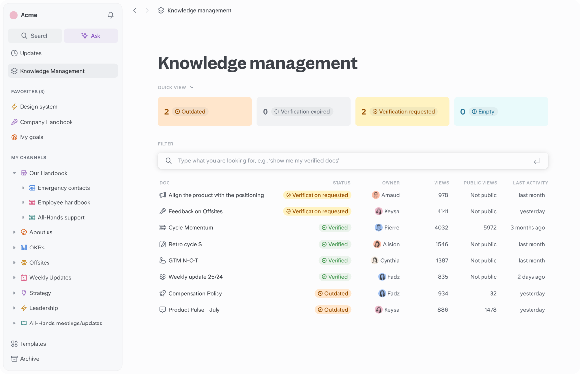 AI Knowledge Management for Team