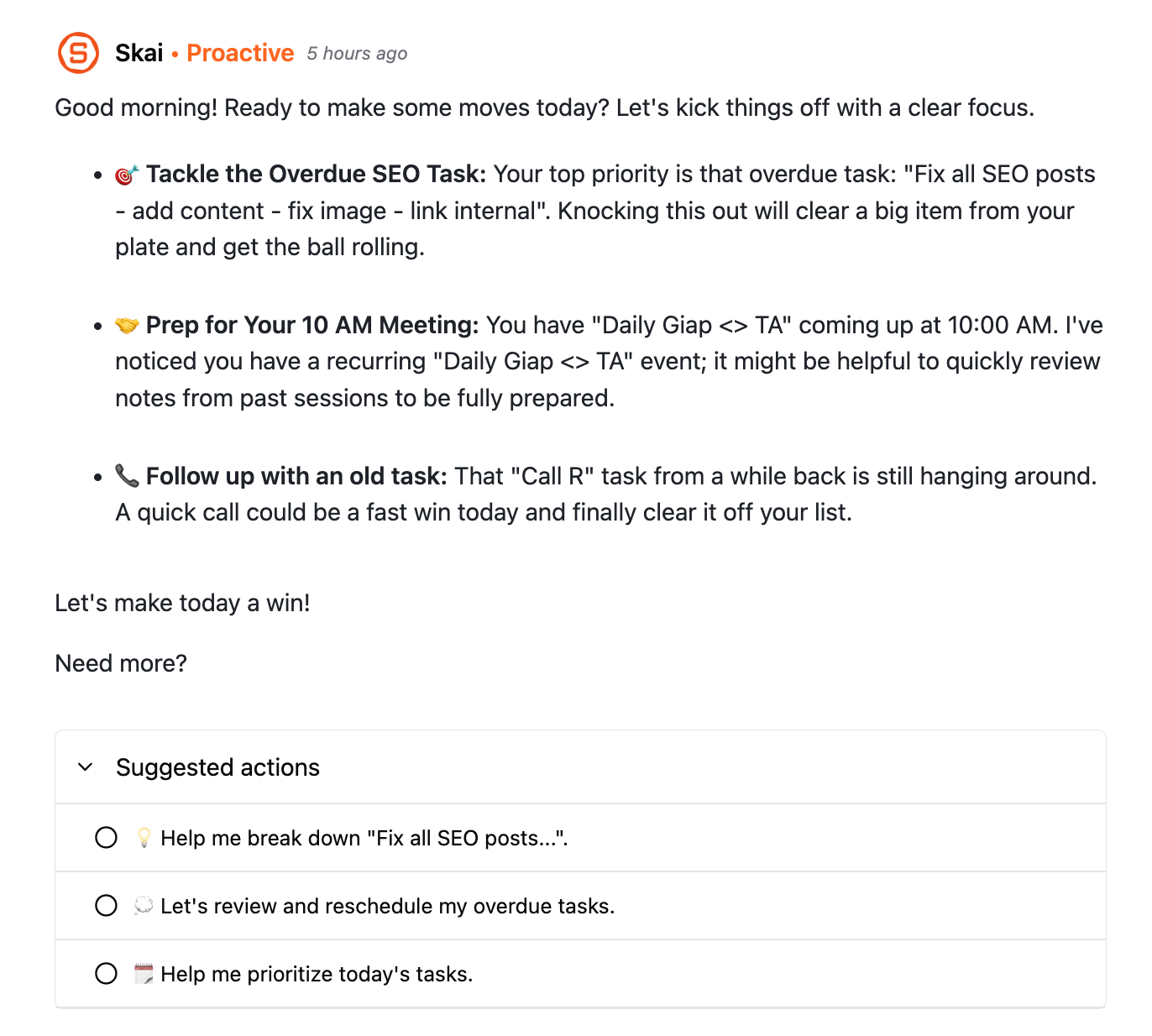 Daily goals - Saner.AI