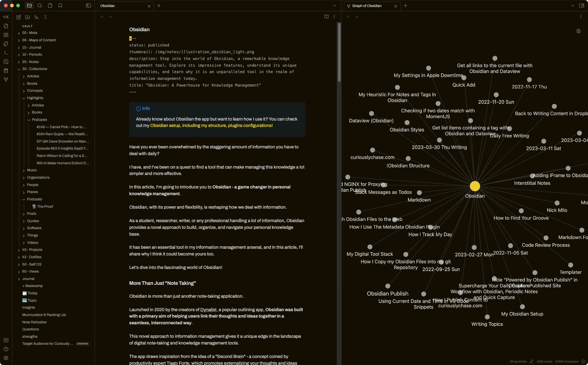 Obsidian note app