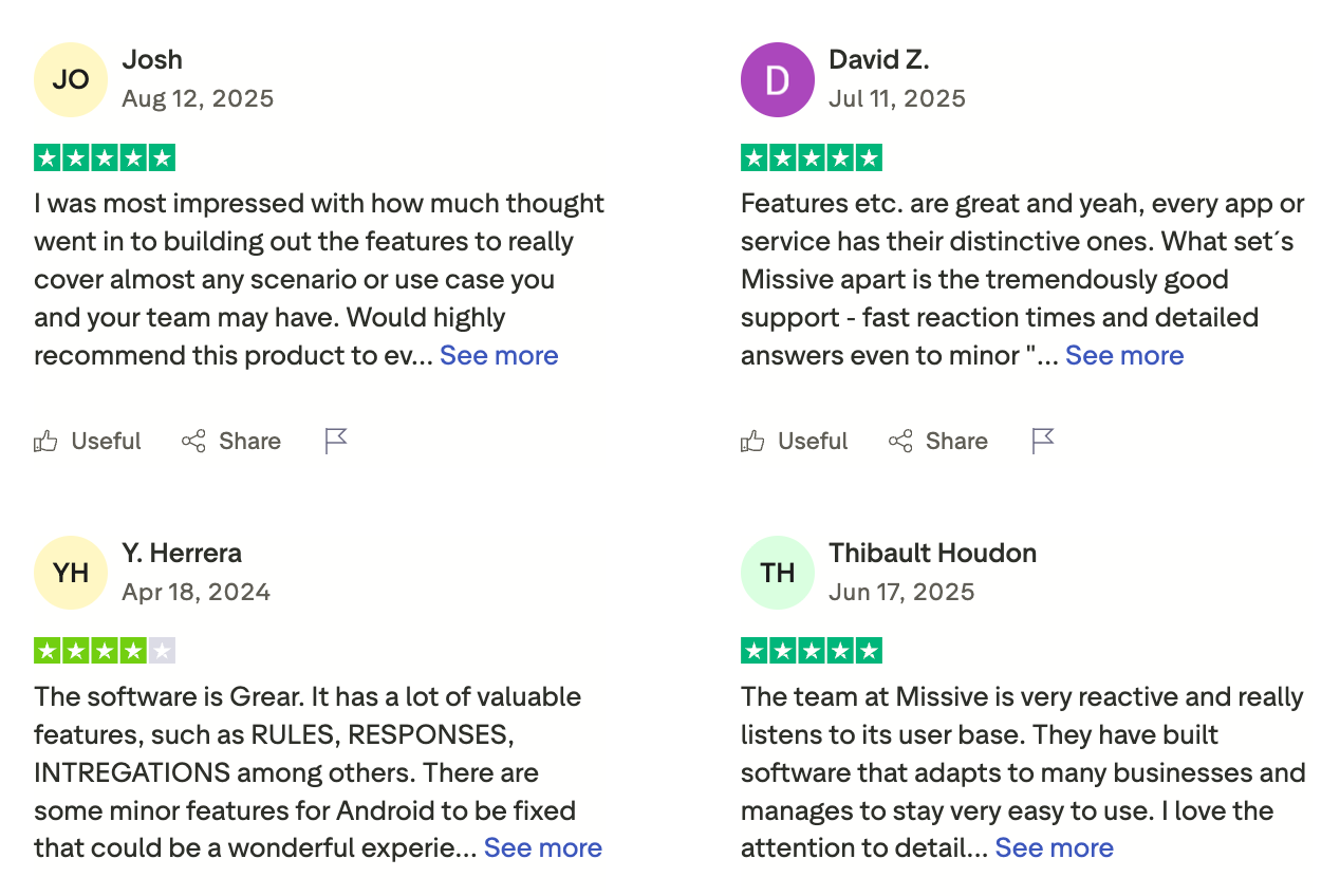 Missive reviews