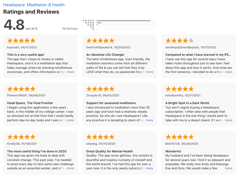 Headspace reviews 