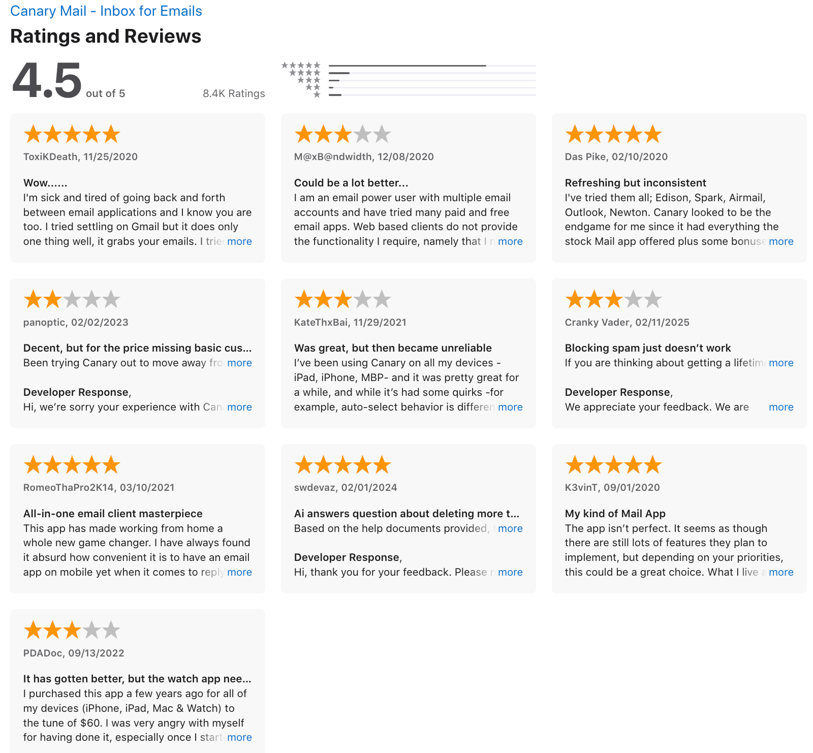 Canary Mail reviews