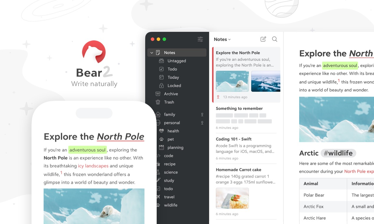 Bear Note taking app