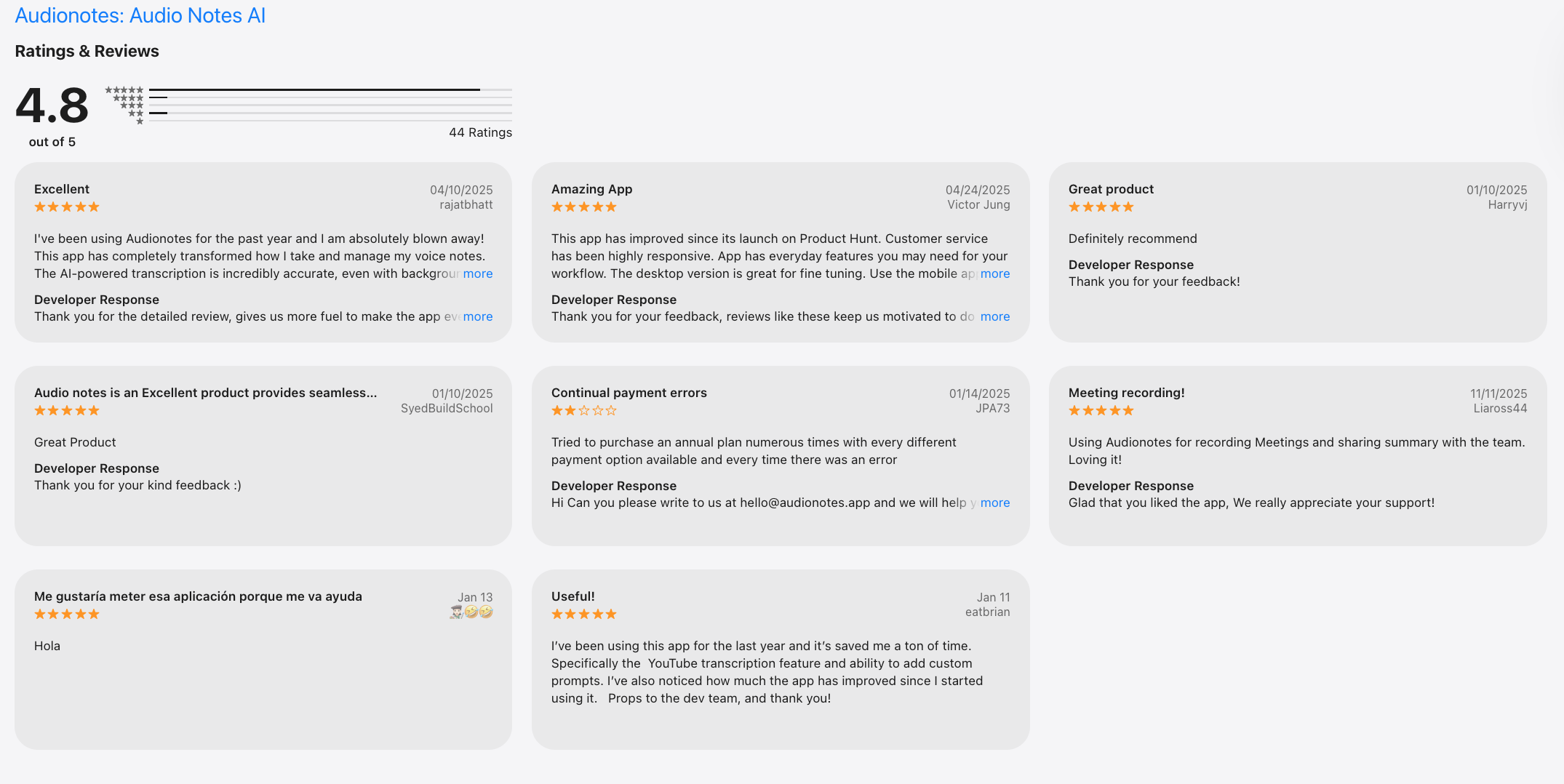 Audionotes reviews