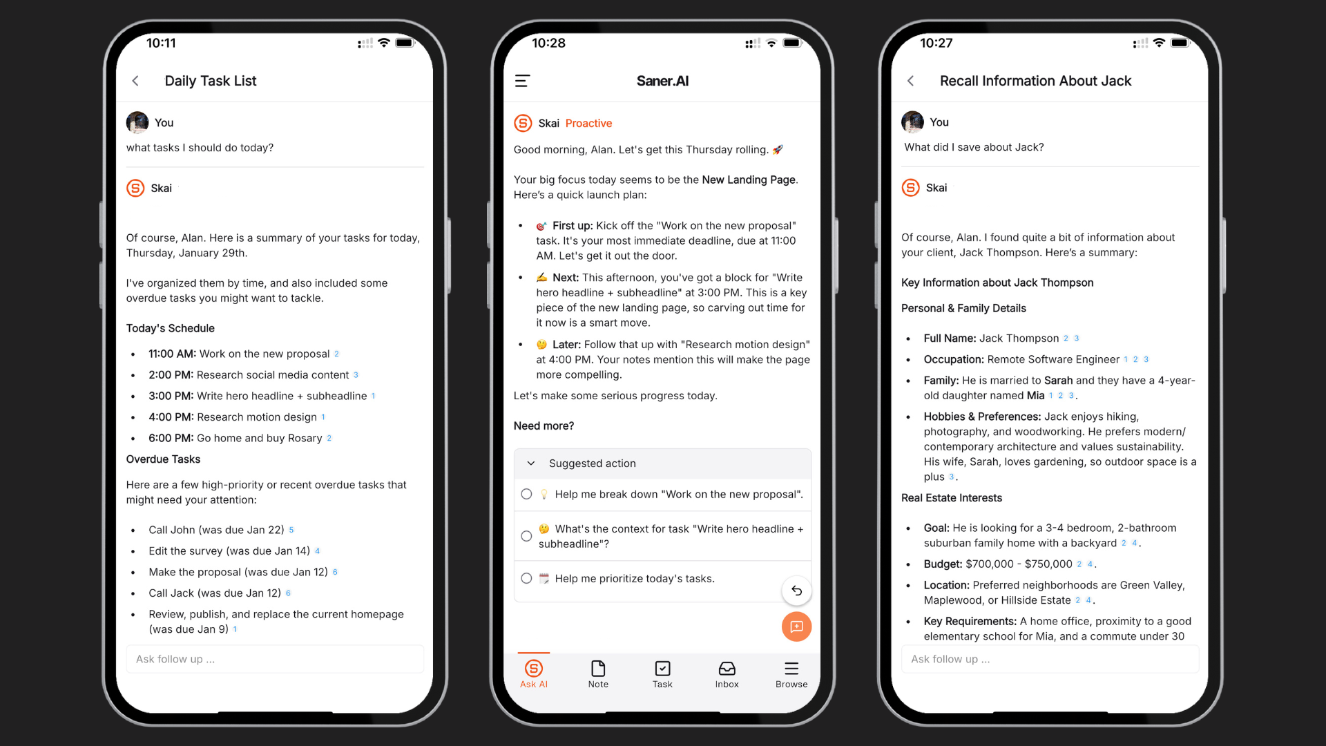 Mobile tasks - Saner.AI