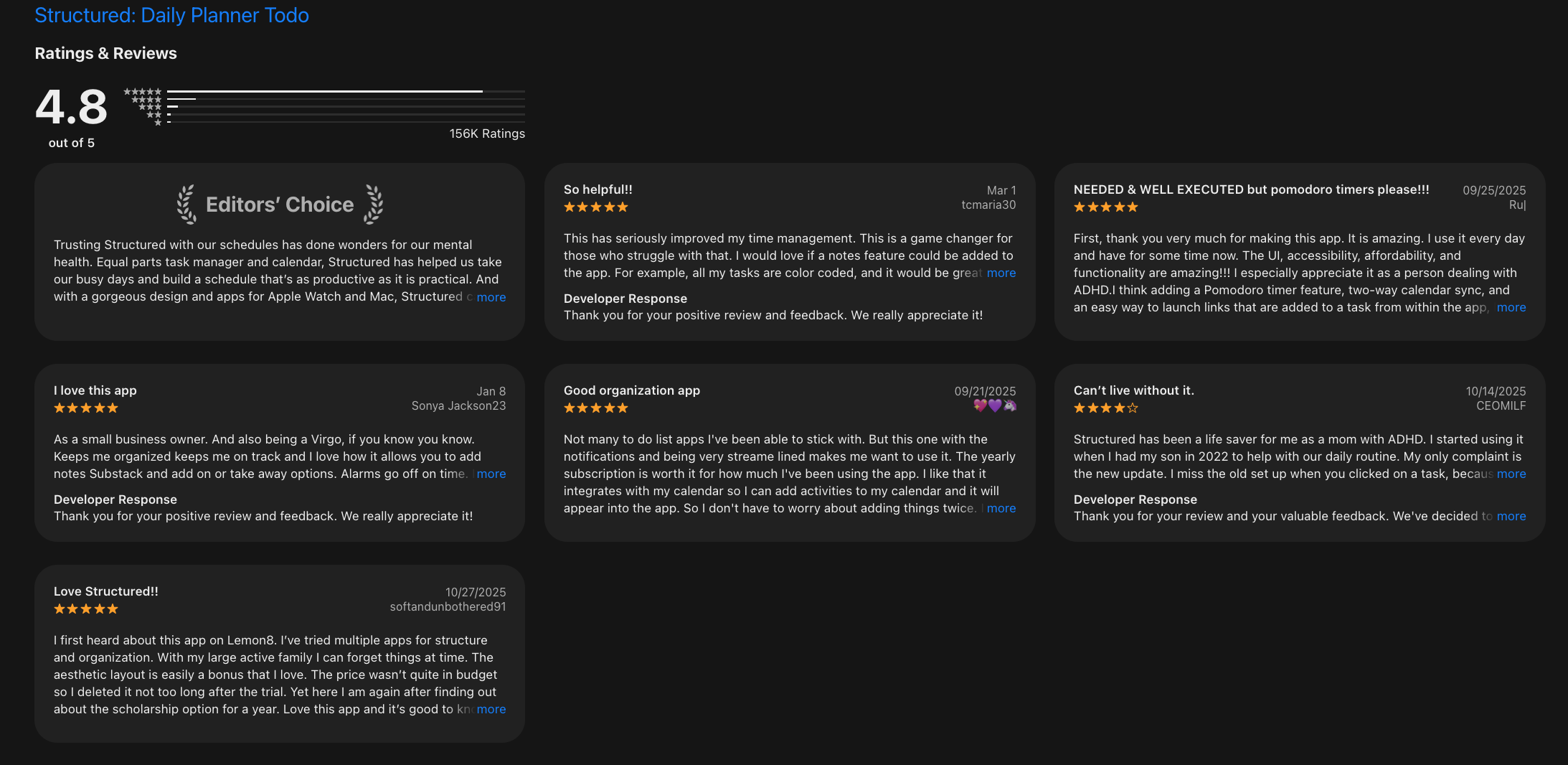 Structured reviews
