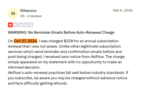 Akiflow billing reviews
