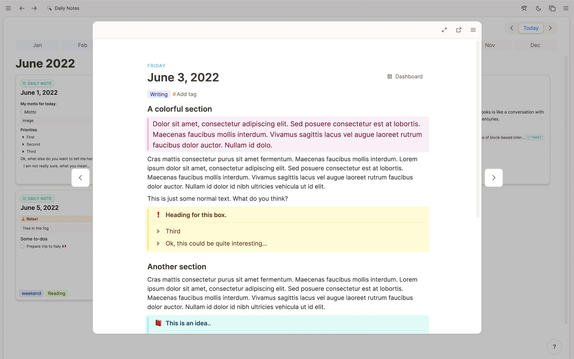 capacities daily note