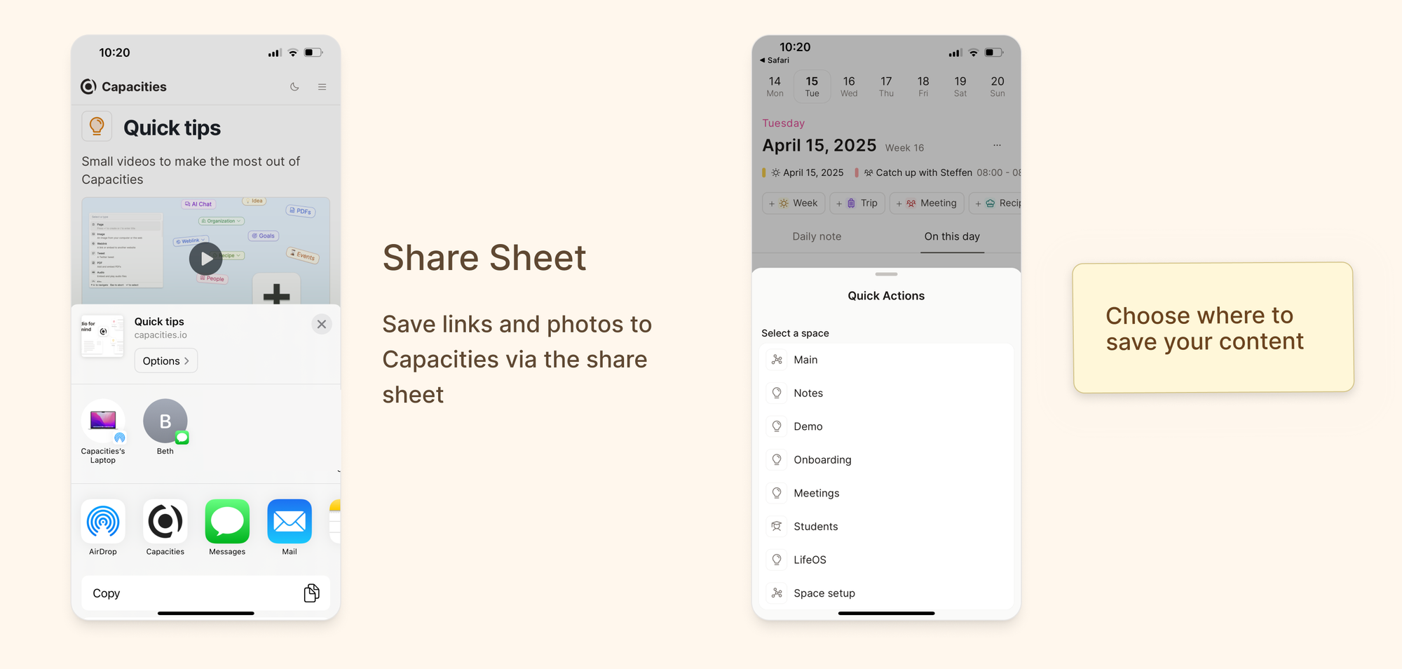 Capacities mobile app