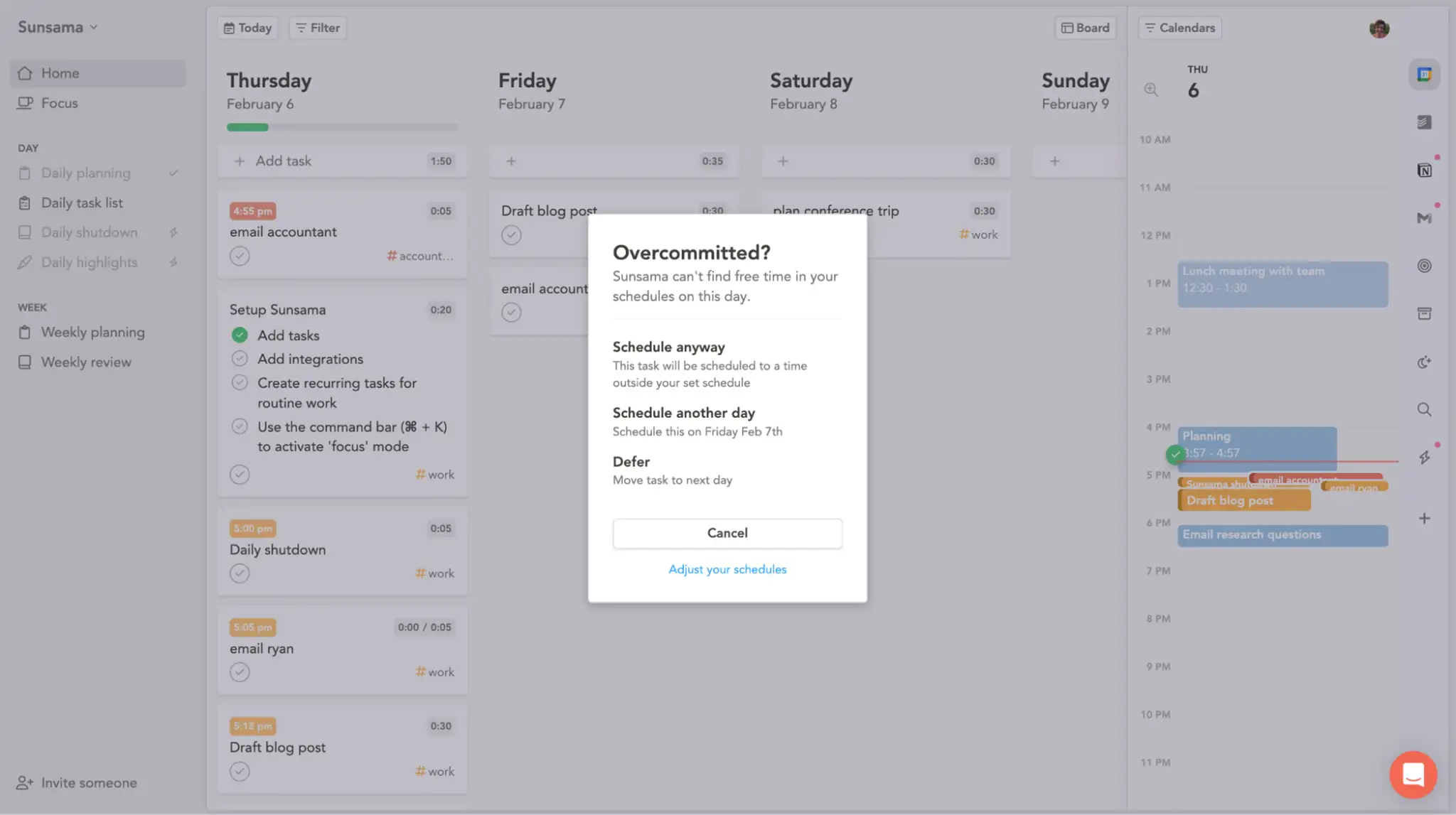 Sunsama has limited AI.