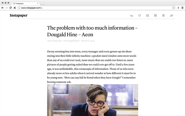 Distraction-free reader mode instapaper