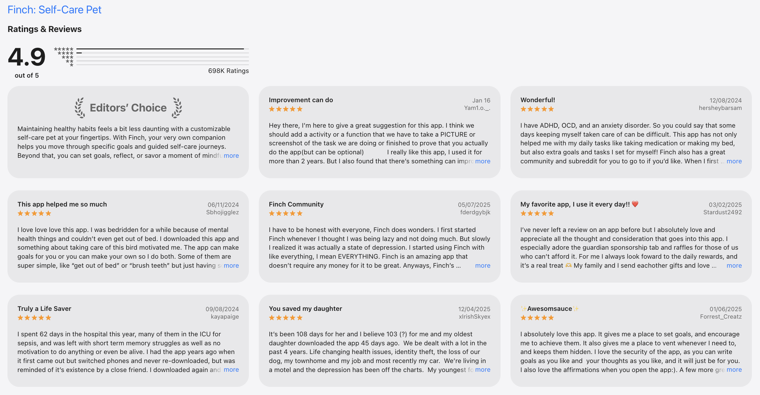 Finch reviews