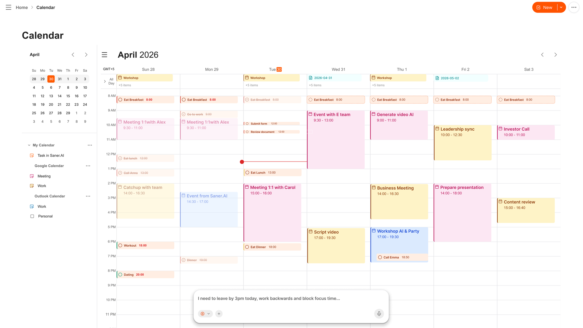 AI calendar built-in