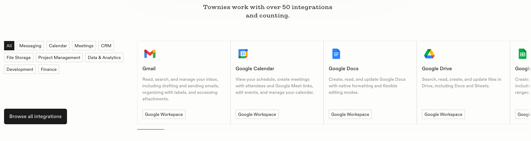 50+ integrations of Town AI