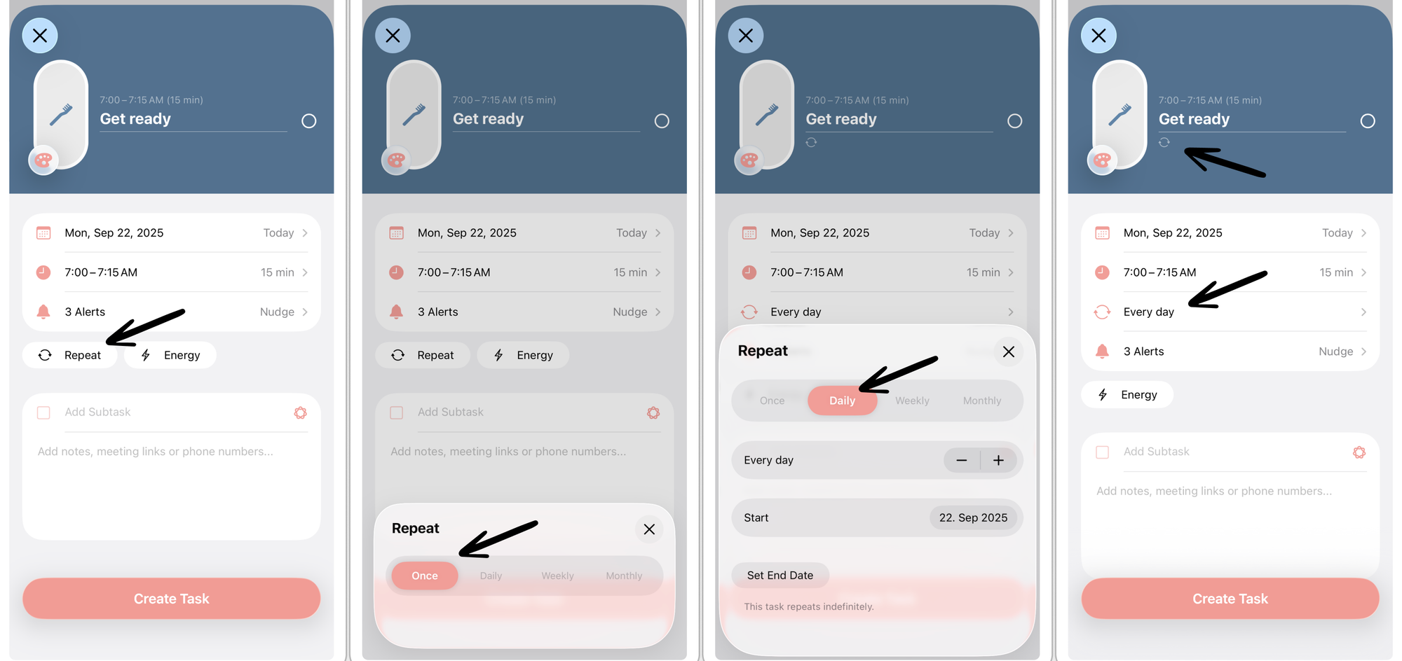 Structured app - recurring tasks